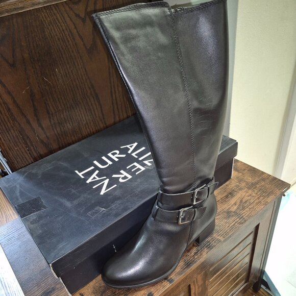 NWB Naturalizer Women's Dale Black WP Leather Knee High Boots sz 8 - Picture 5 of 12